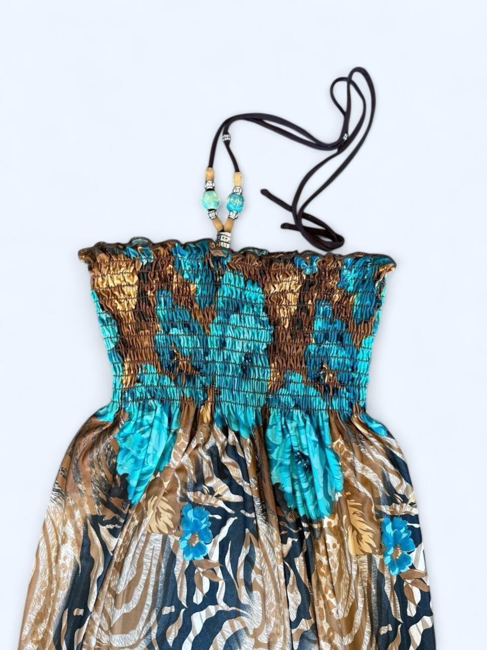 Vintage Y2K Saksas Animal Print Floral Maxi Dress L